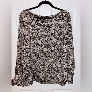 Express Black and Cream Animal Print Blouse